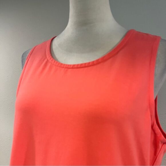 Coral Sleeveless knee length Dress with Side Buttons - Picture 2 of 13